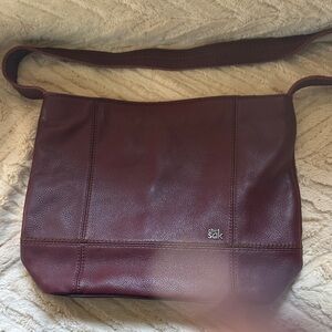 The Sak Deep Burgundy Leather Messenger Bag